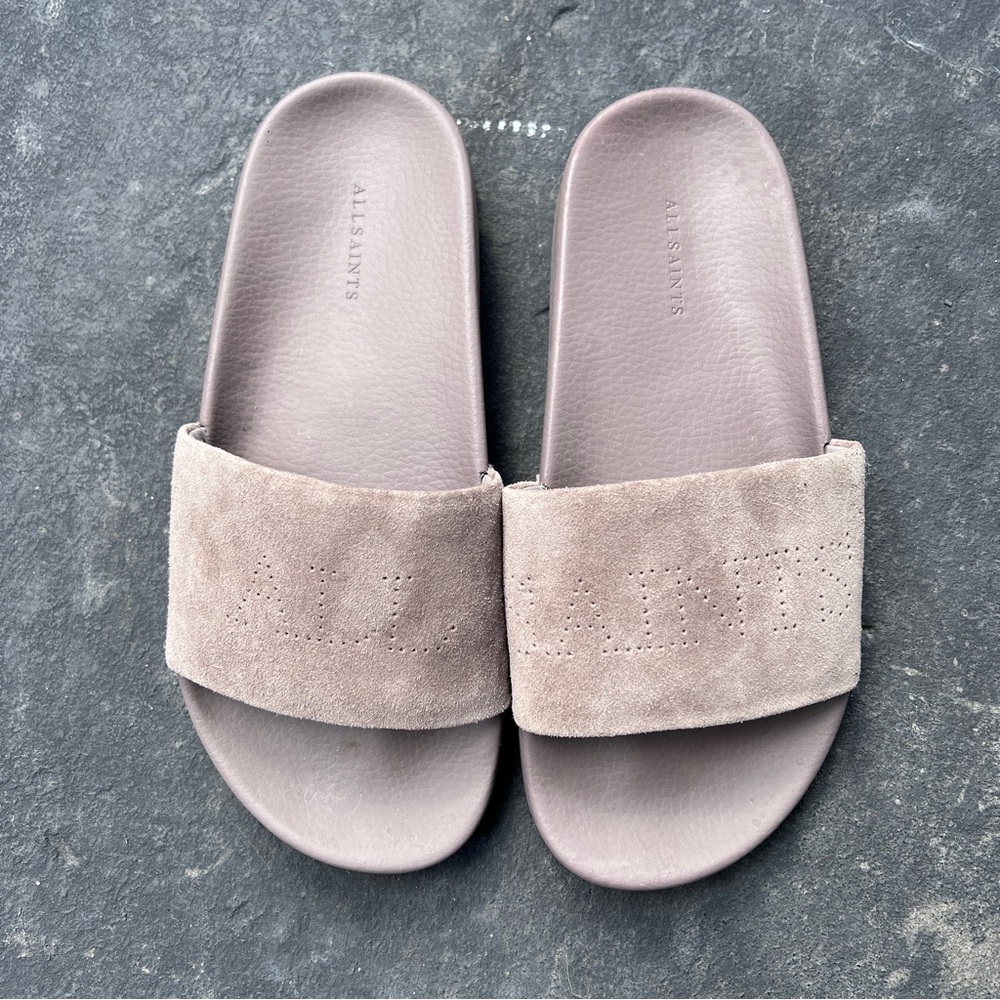 All Saints Suede Karli Slides - Purple - Size 36